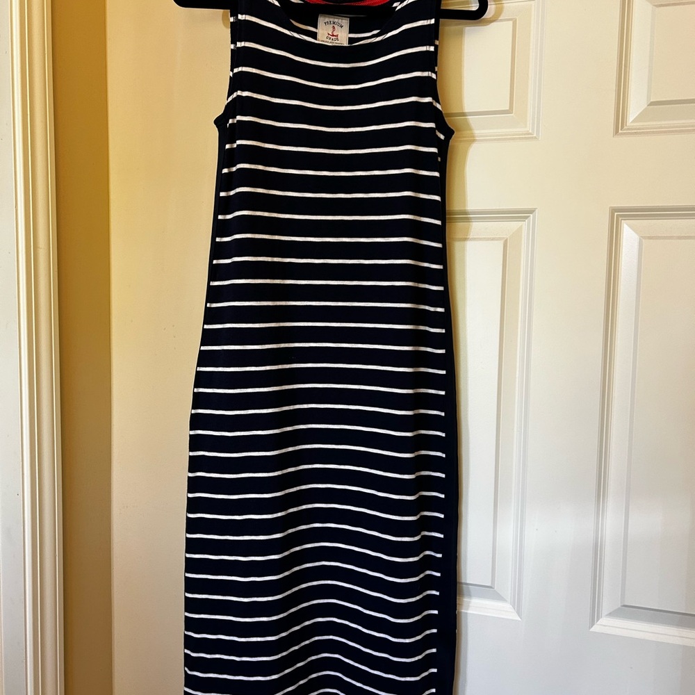 Joules Navy and White Striped Sleeveless Dress